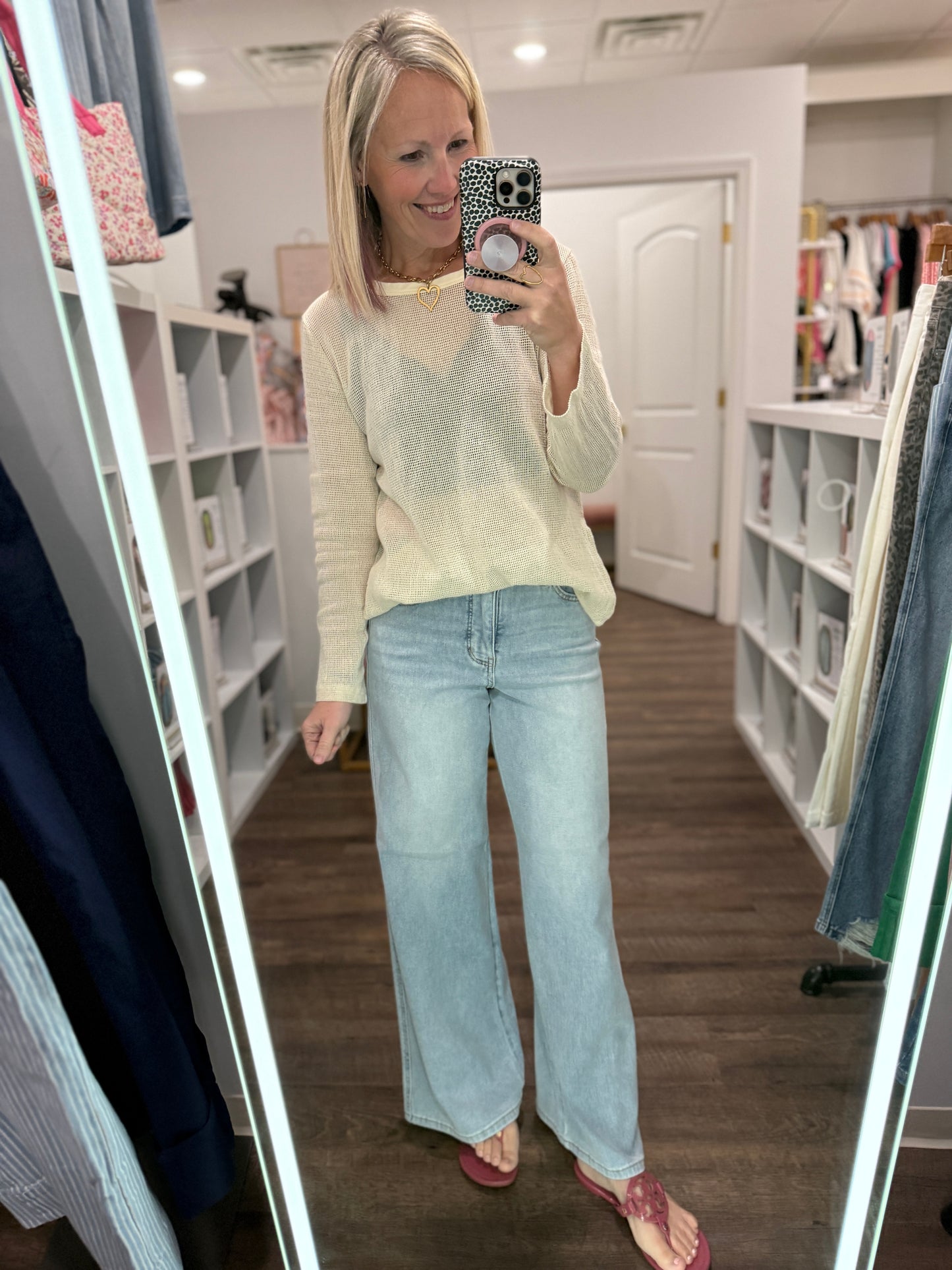 Pink Patch Wide Leg Denim