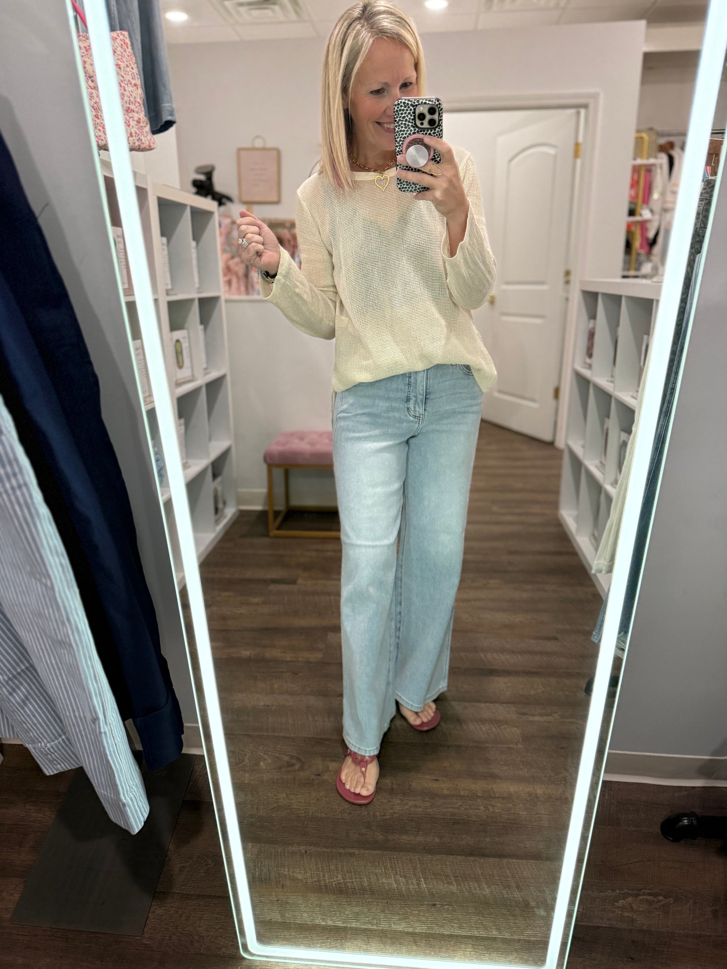 Pink Patch Wide Leg Denim