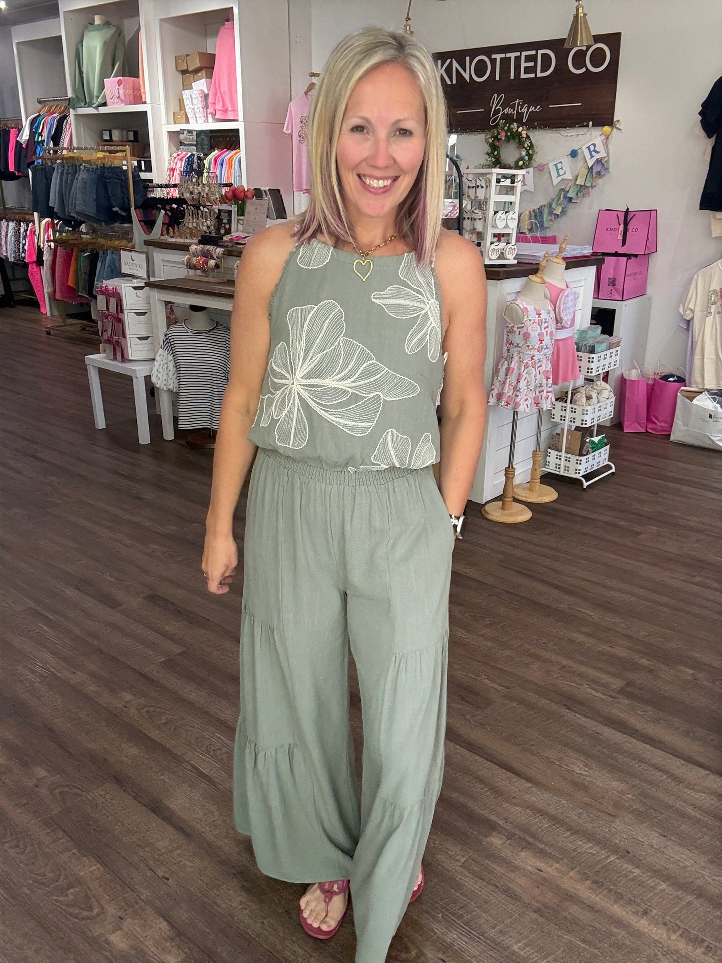 Breezy Days Linen Pant- Sage