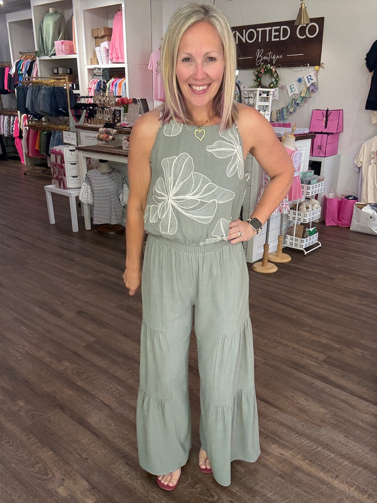 Breezy Days Linen Pant- Sage