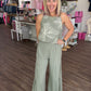Breezy Days Linen Pant- Sage
