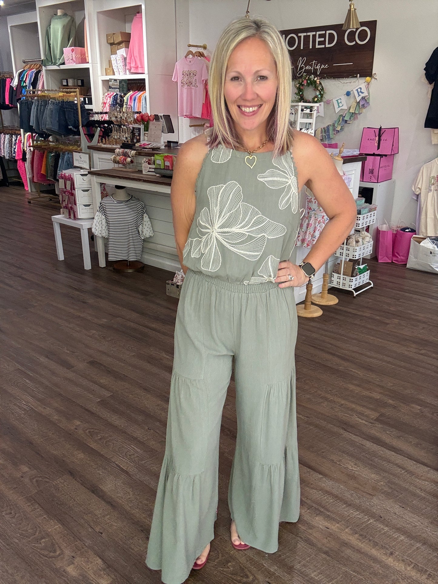 Breezy Days Linen Pant- Sage