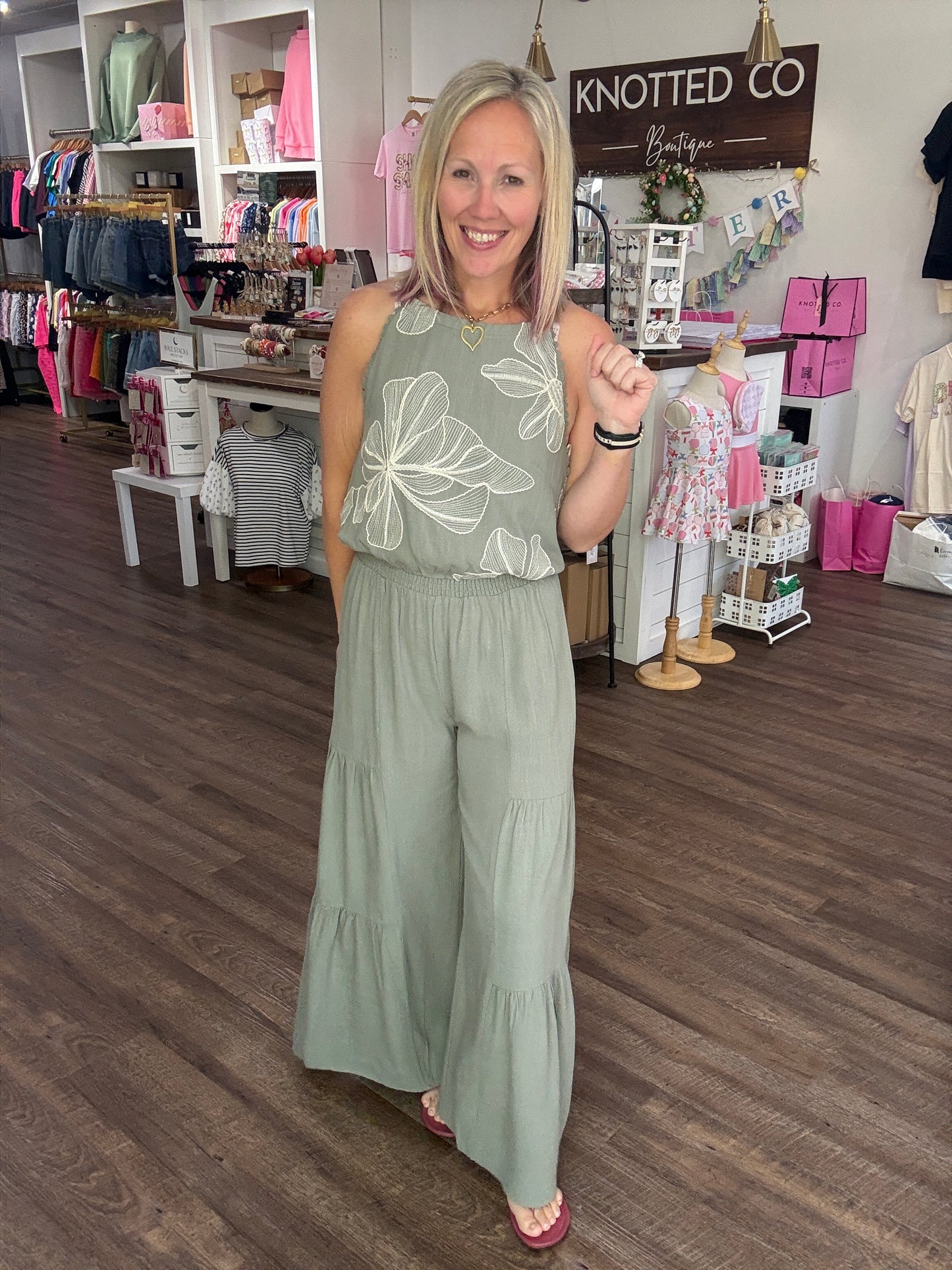Breezy Days Linen Pant- Sage