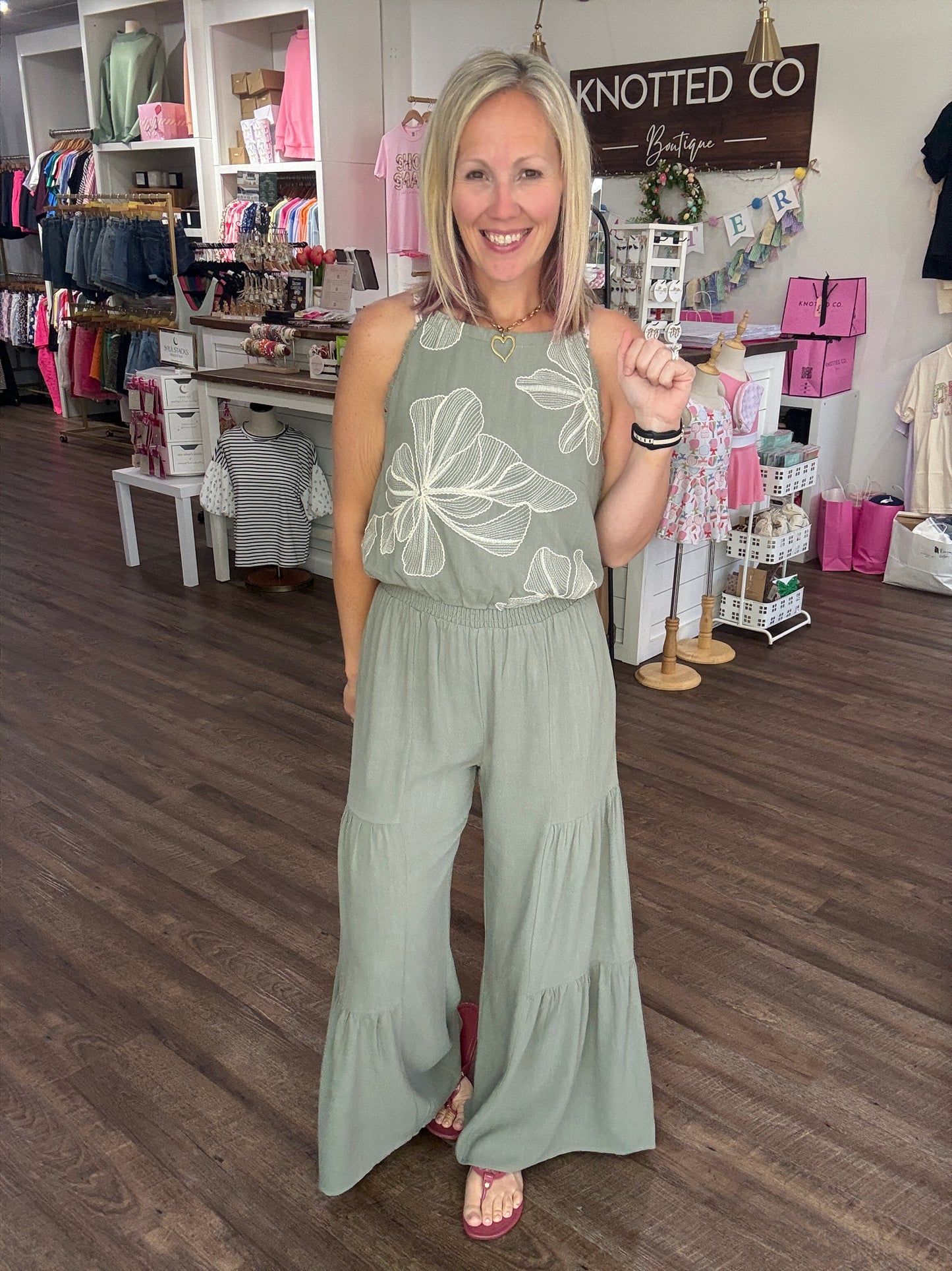 Breezy Days Linen Pant- Sage