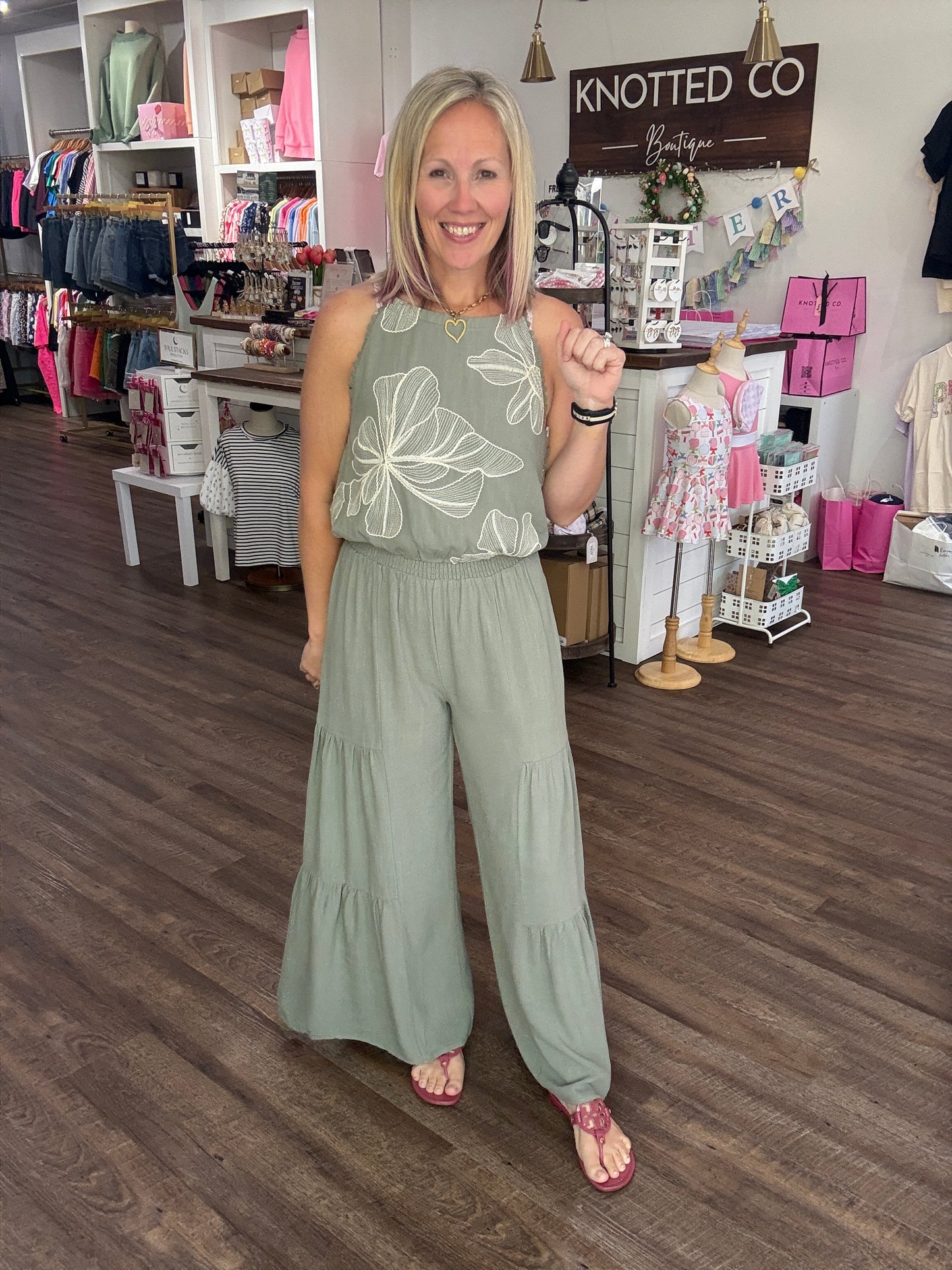 Breezy Days Linen Pant- Sage