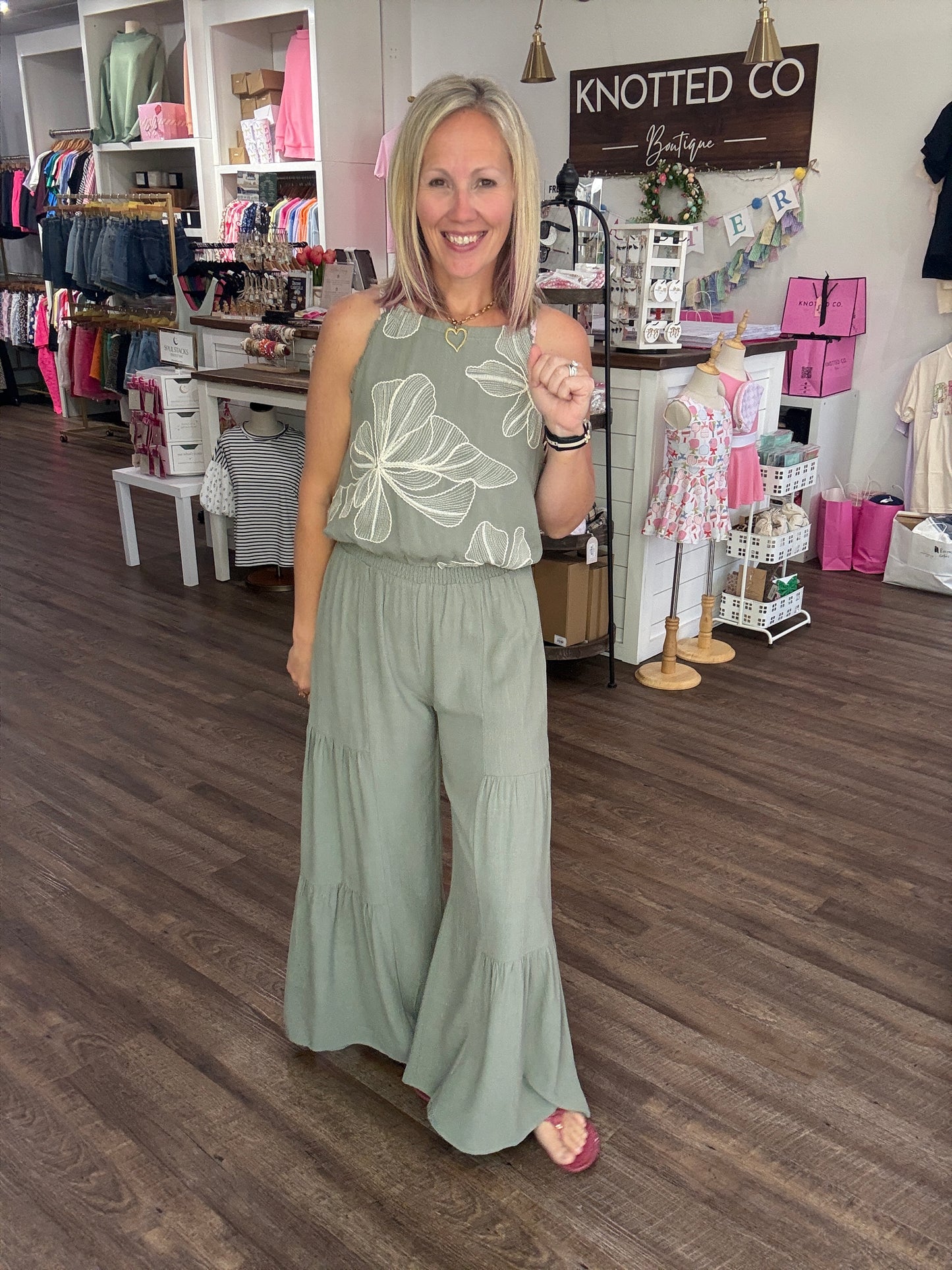 Breezy Days Linen Pant- Sage
