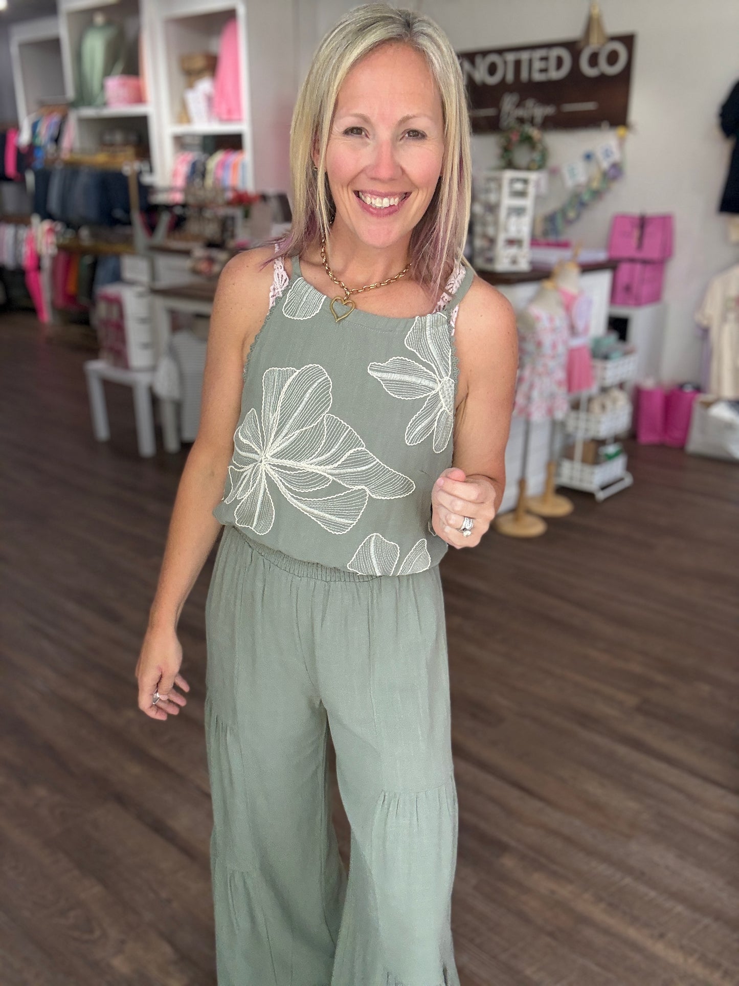 Breezy Days Linen Pant- Sage
