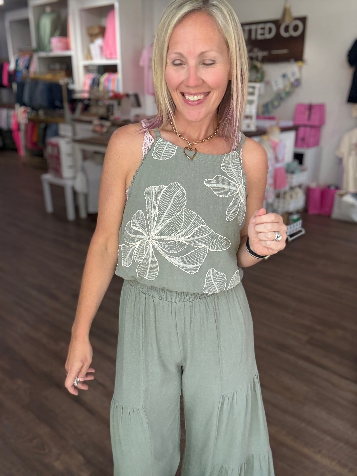 Breezy Days Linen Pant- Sage