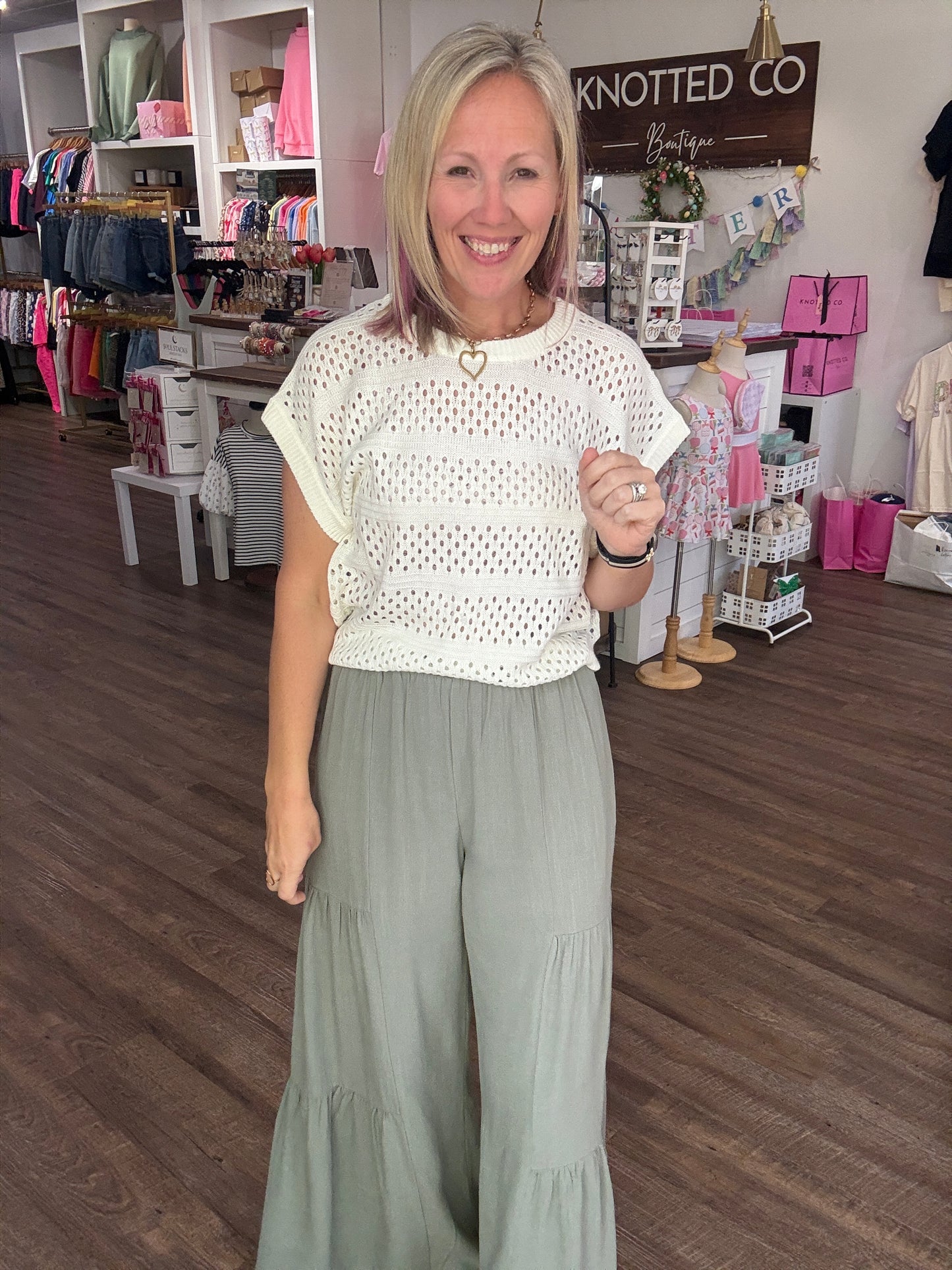 Breezy Days Linen Pant- Sage