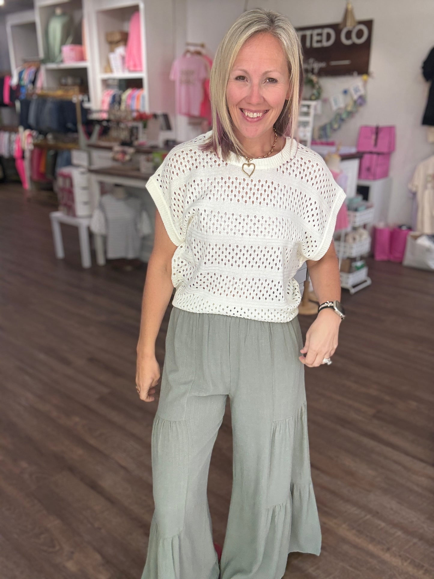 Breezy Days Linen Pant- Sage