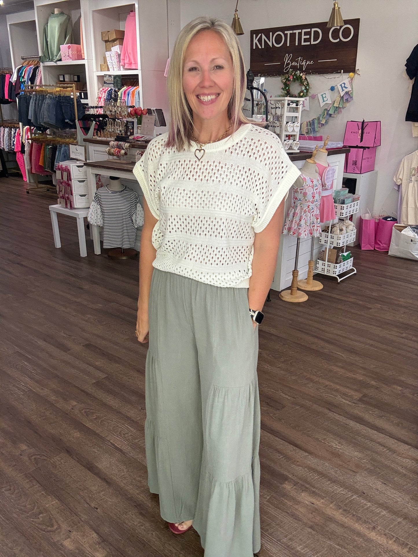 Breezy Days Linen Pant- Sage