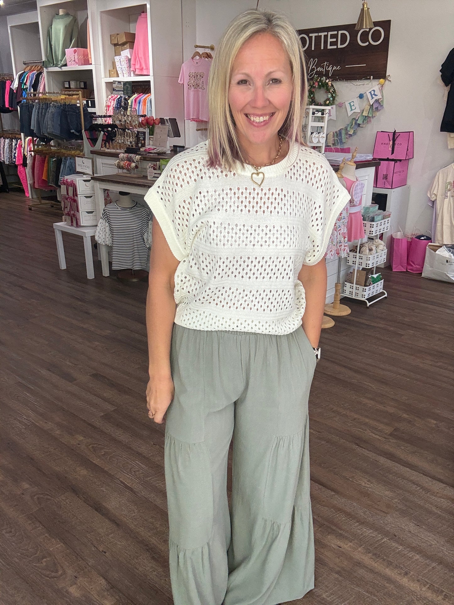 Breezy Days Linen Pant- Sage