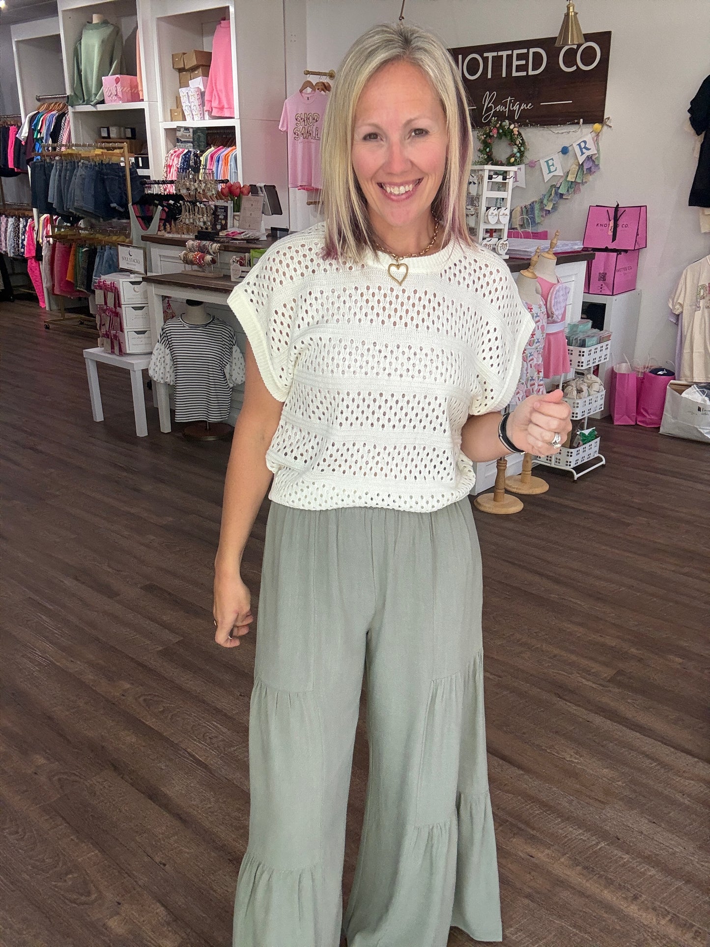 Breezy Days Linen Pant- Sage