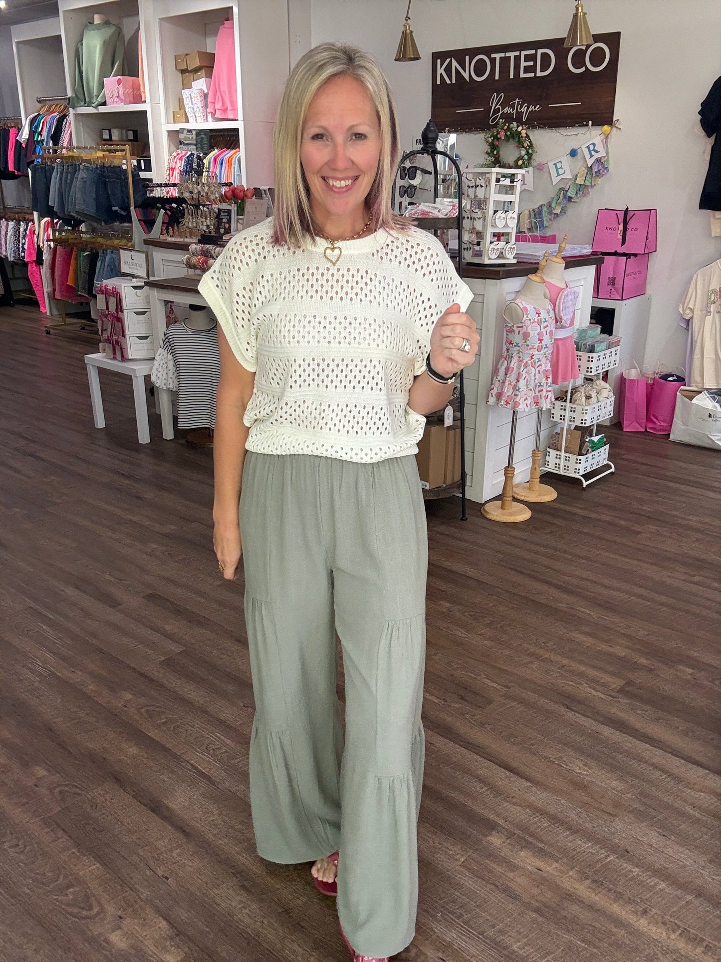 Breezy Days Linen Pant- Sage