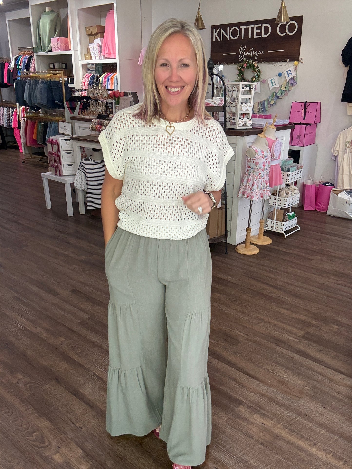 Breezy Days Linen Pant- Sage