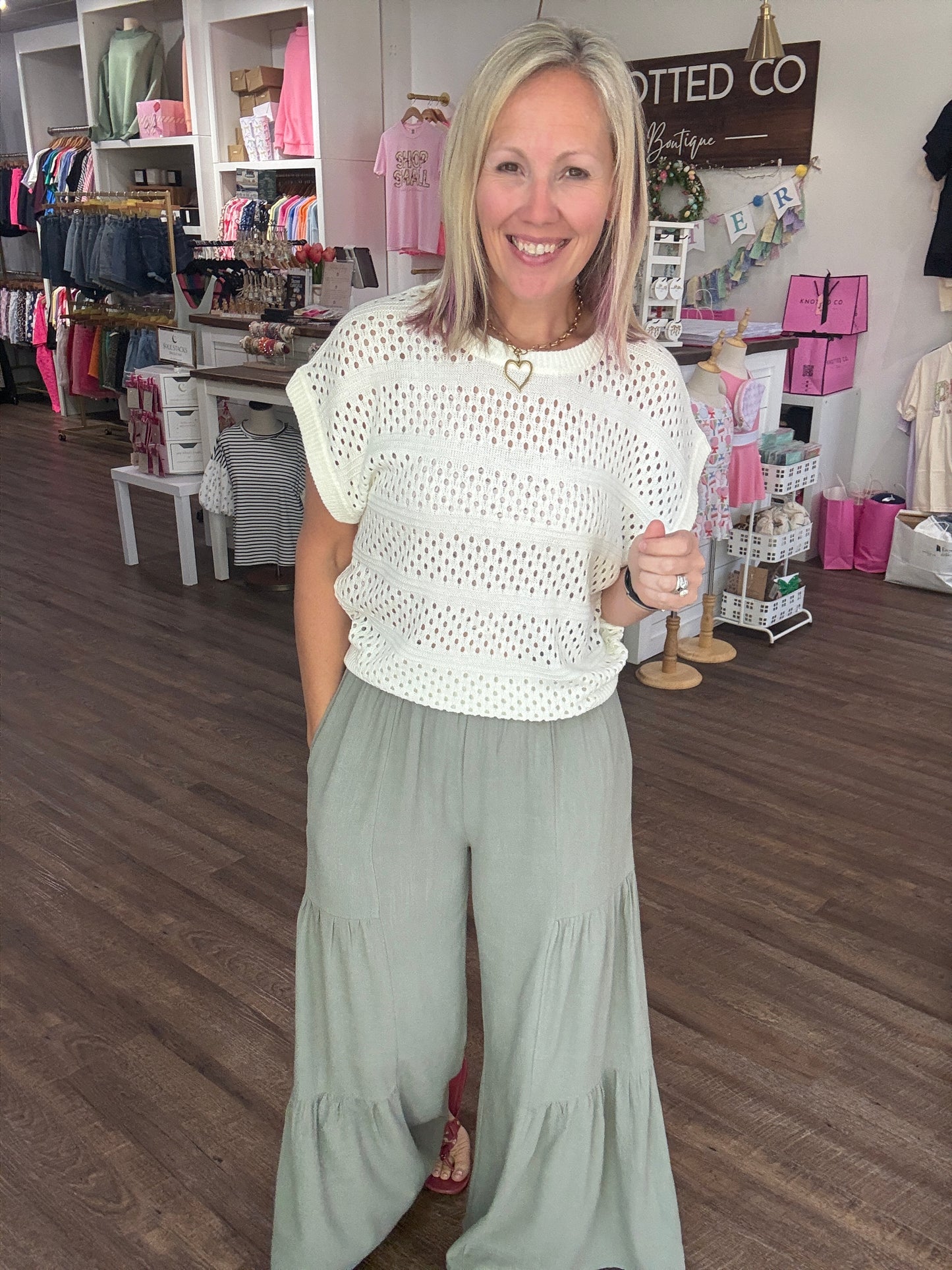 Breezy Days Linen Pant- Sage