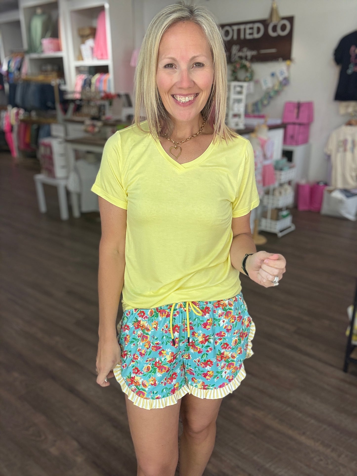 Painted Florals Ruffle Shorts