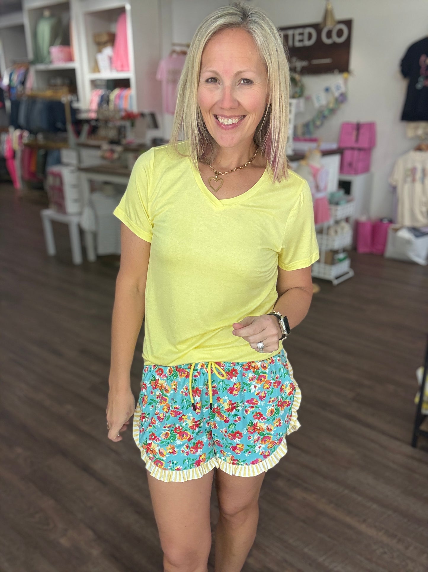 Painted Florals Ruffle Shorts