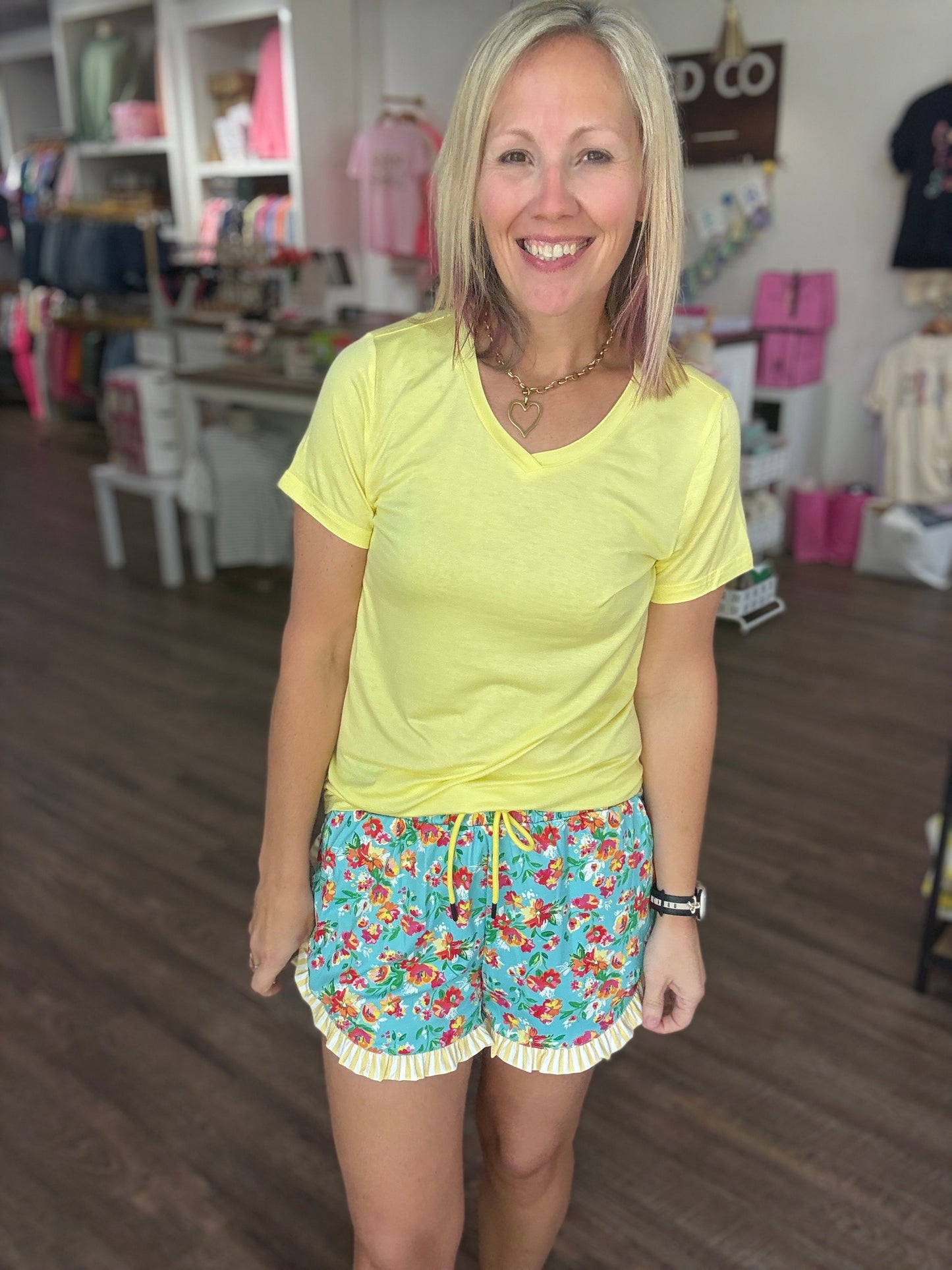 Painted Florals Ruffle Shorts