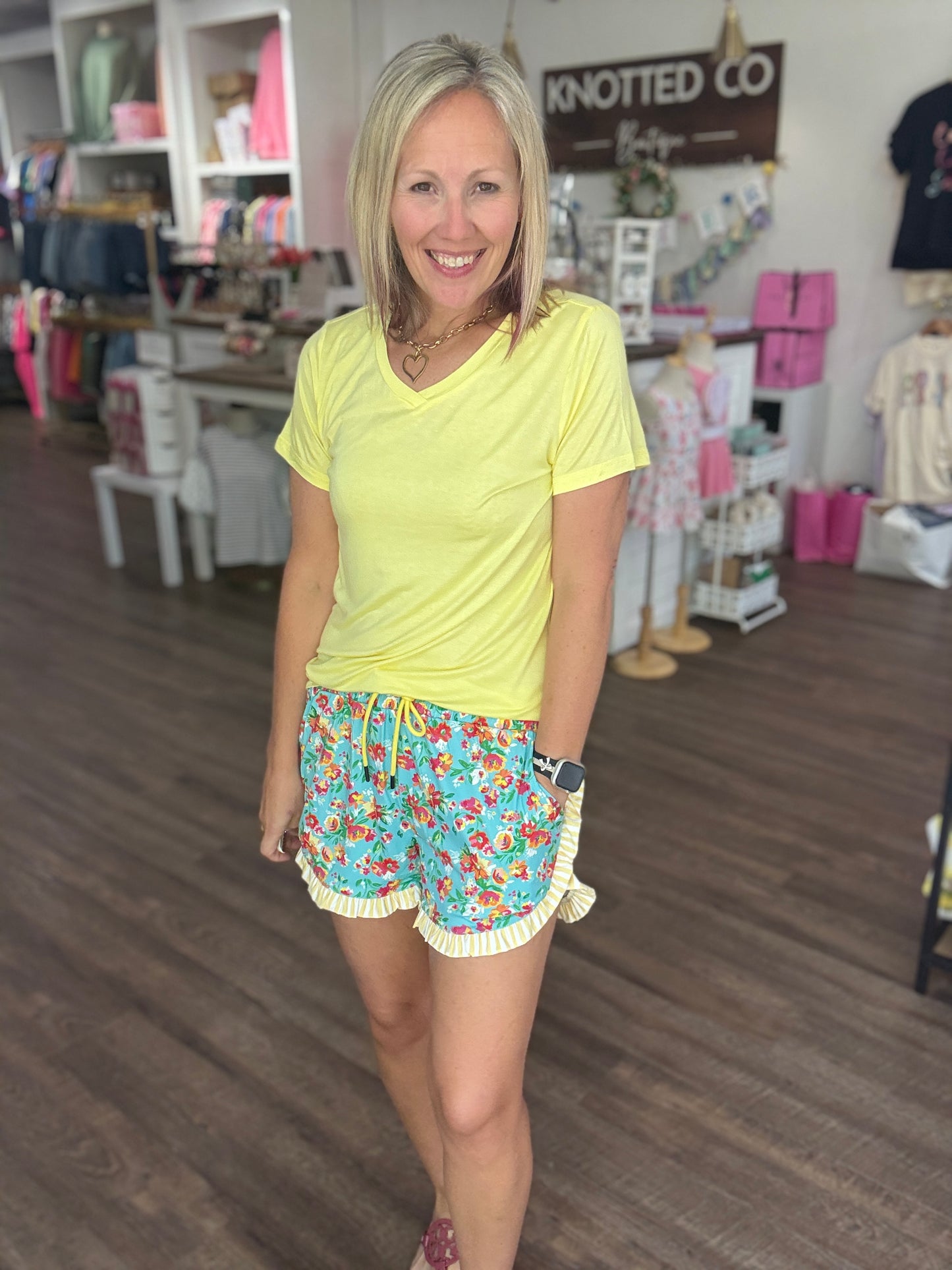 Painted Florals Ruffle Shorts