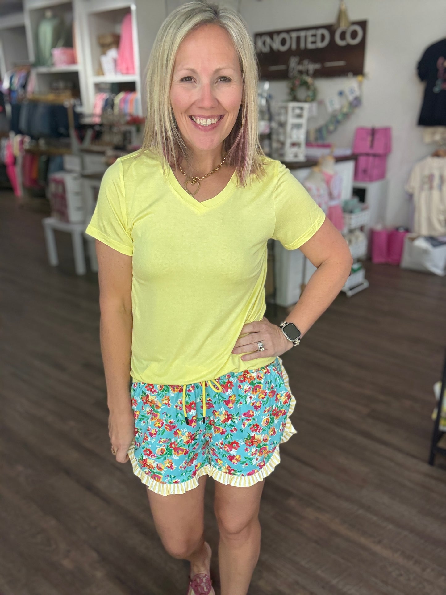 Painted Florals Ruffle Shorts