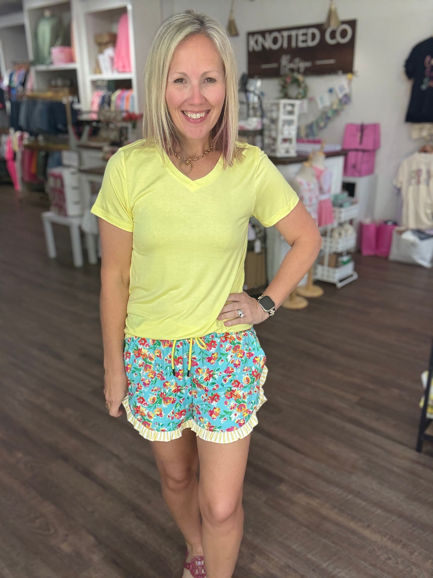 Painted Florals Ruffle Shorts