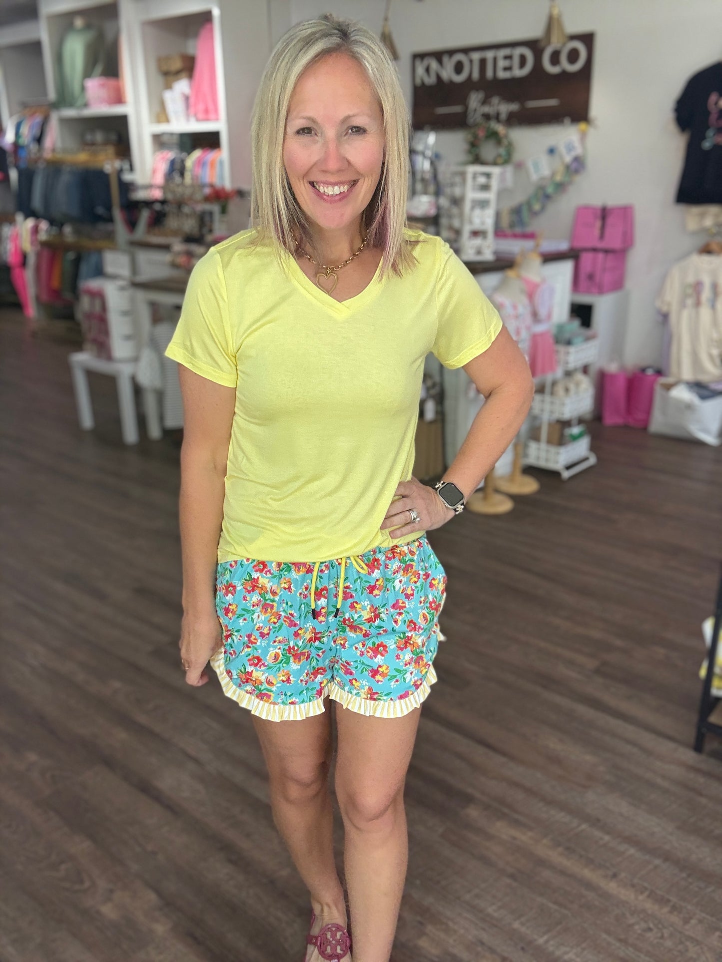 Painted Florals Ruffle Shorts