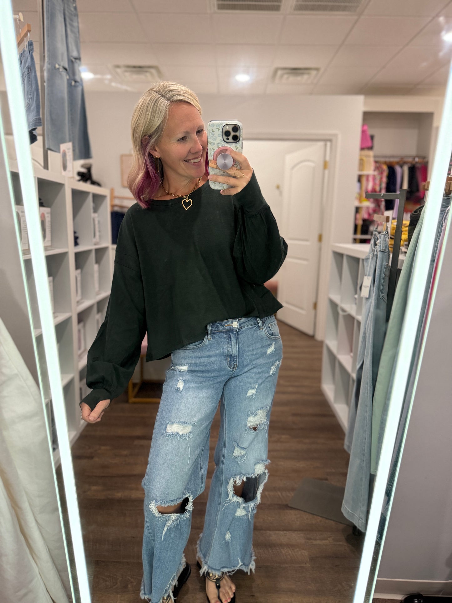 Breezy Back Long Sleeve- Forest