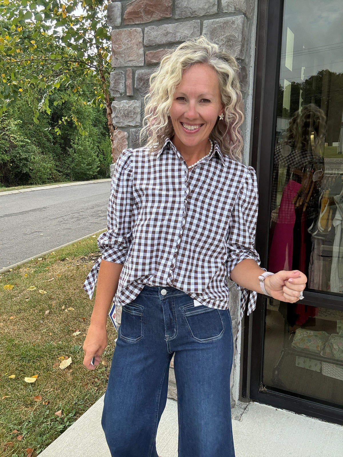 Falling For Gingham Top