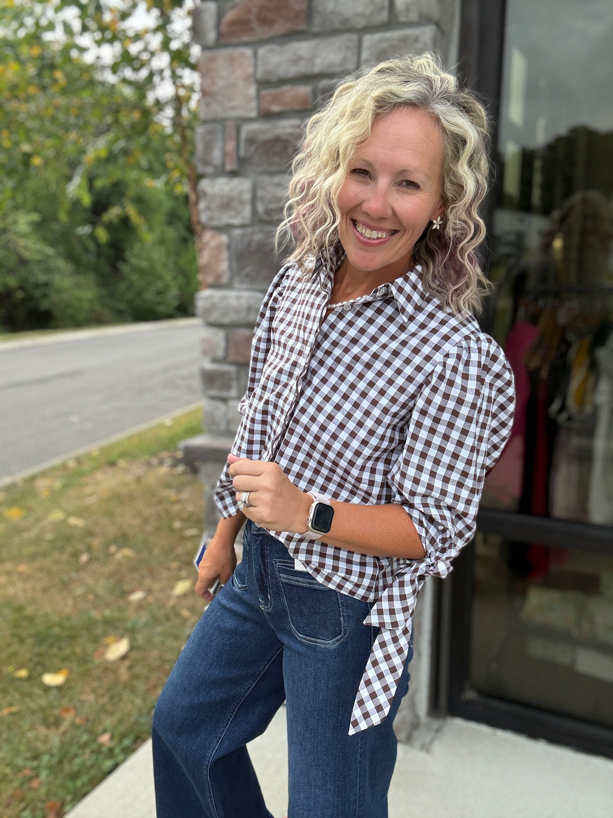 Falling For Gingham Top