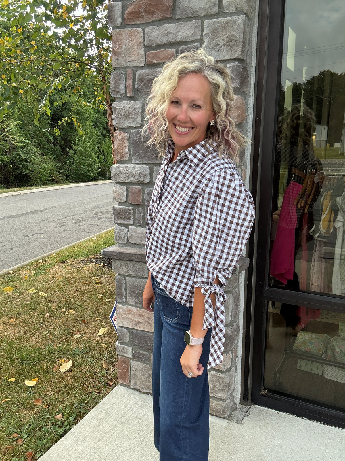 Falling For Gingham Top
