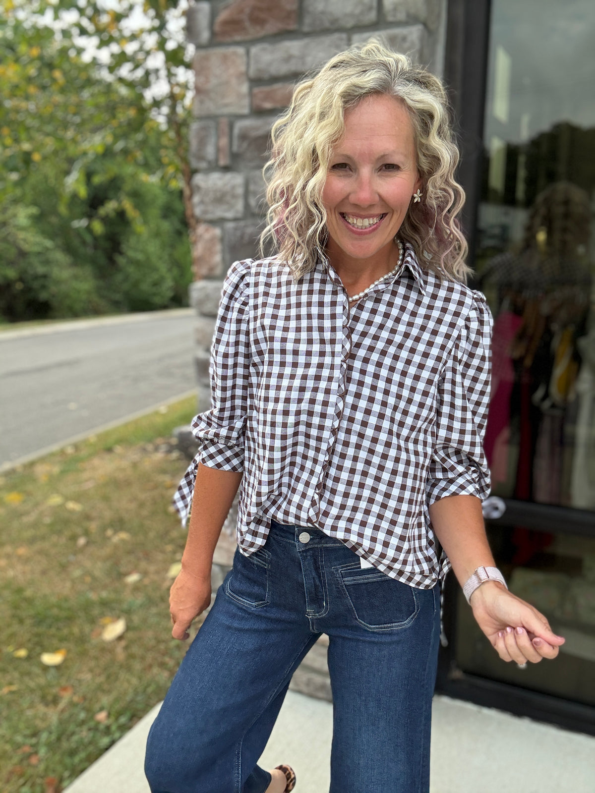 Falling For Gingham Top