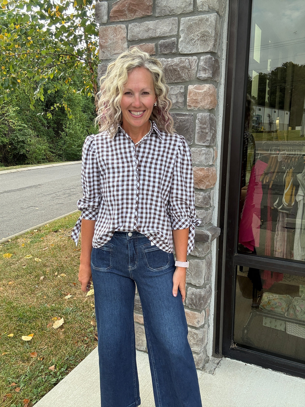 Falling For Gingham Top