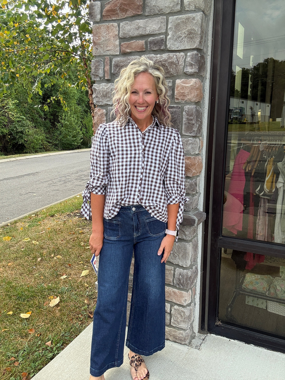 Falling For Gingham Top