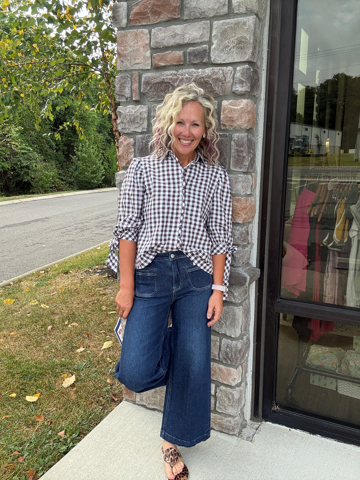 Falling For Gingham Top