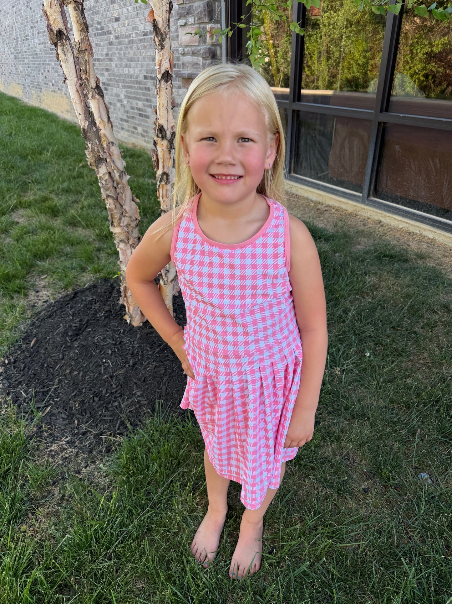 Girl's Bubblegum Gingham Dress