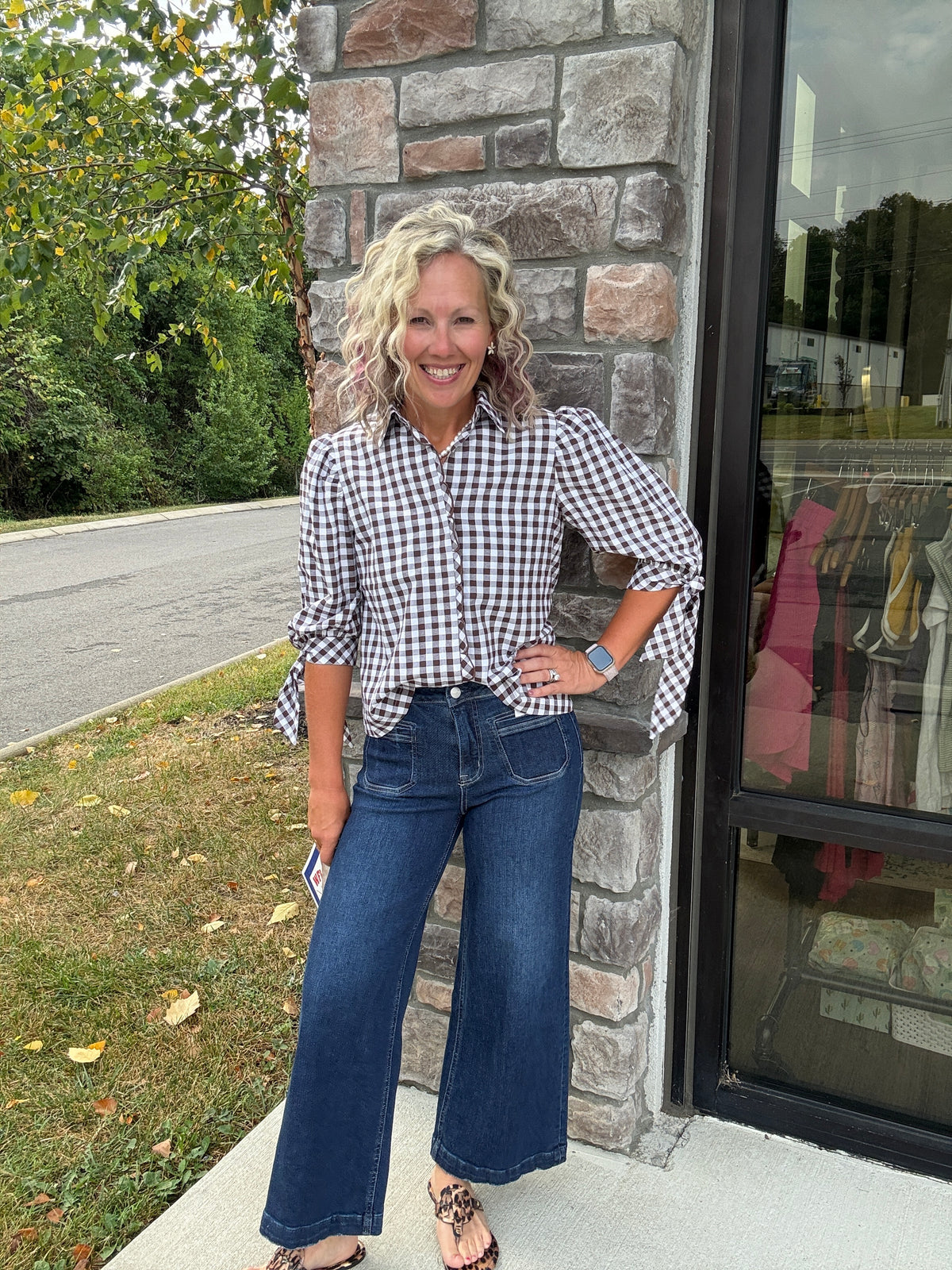 Falling For Gingham Top