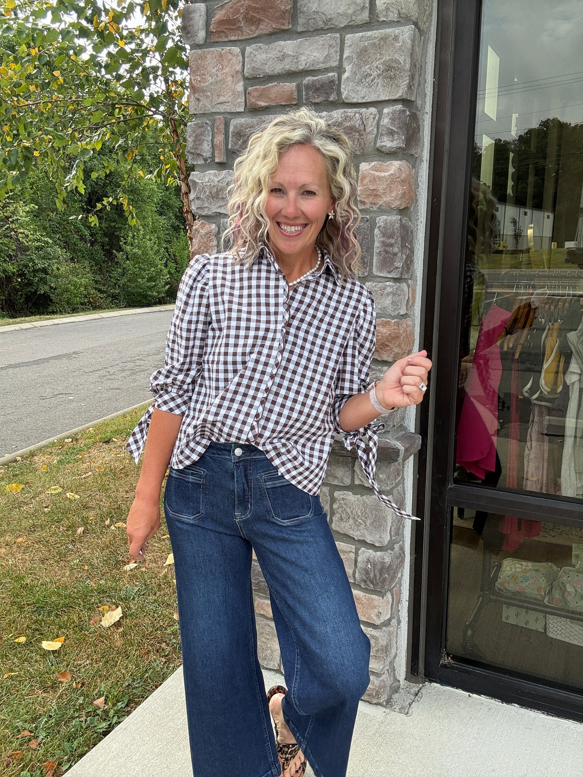 Falling For Gingham Top