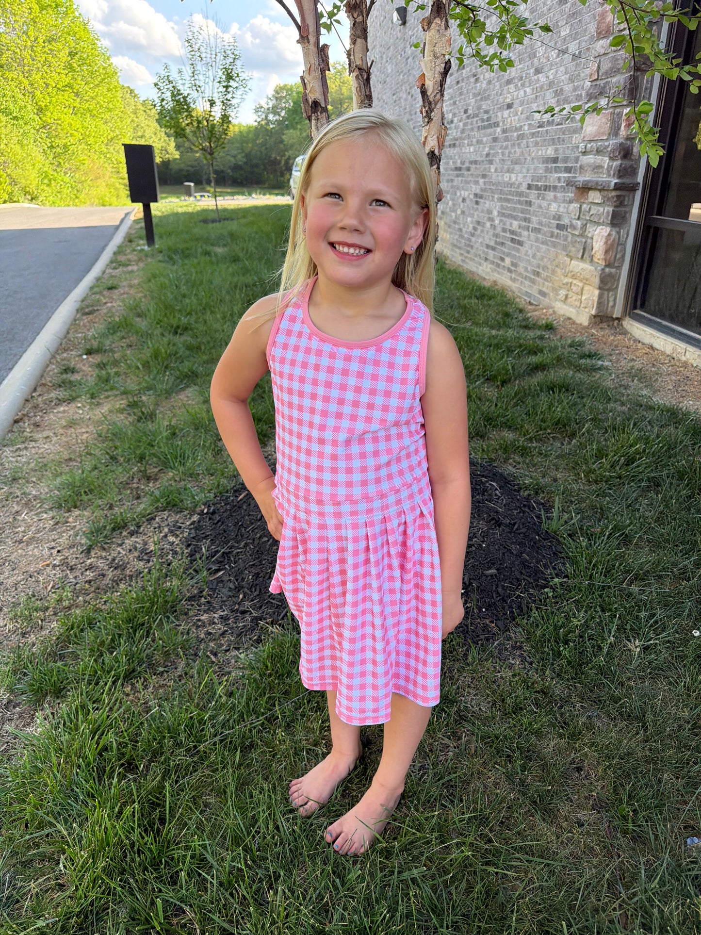 Girl's Bubblegum Gingham Dress
