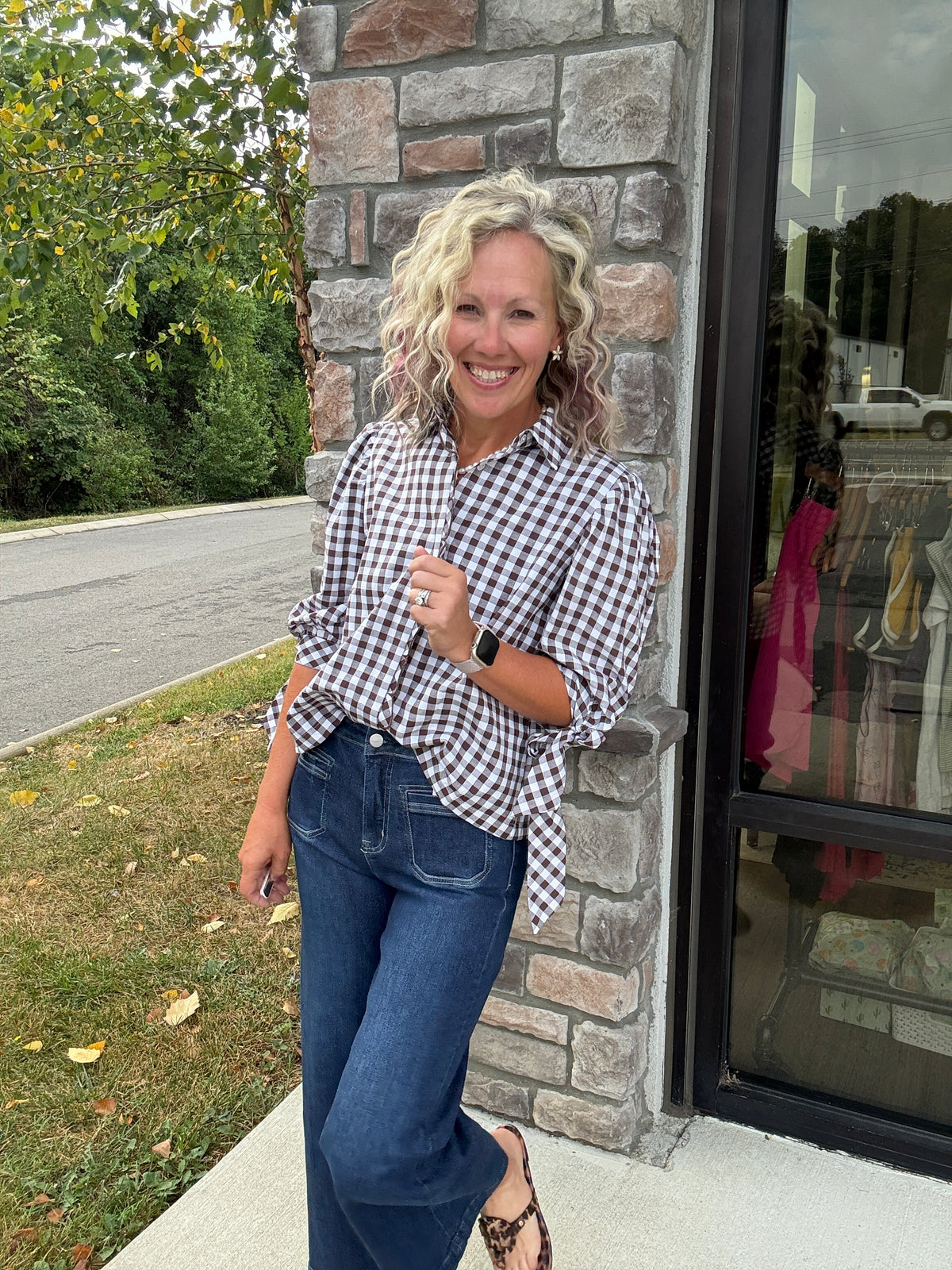 Falling For Gingham Top
