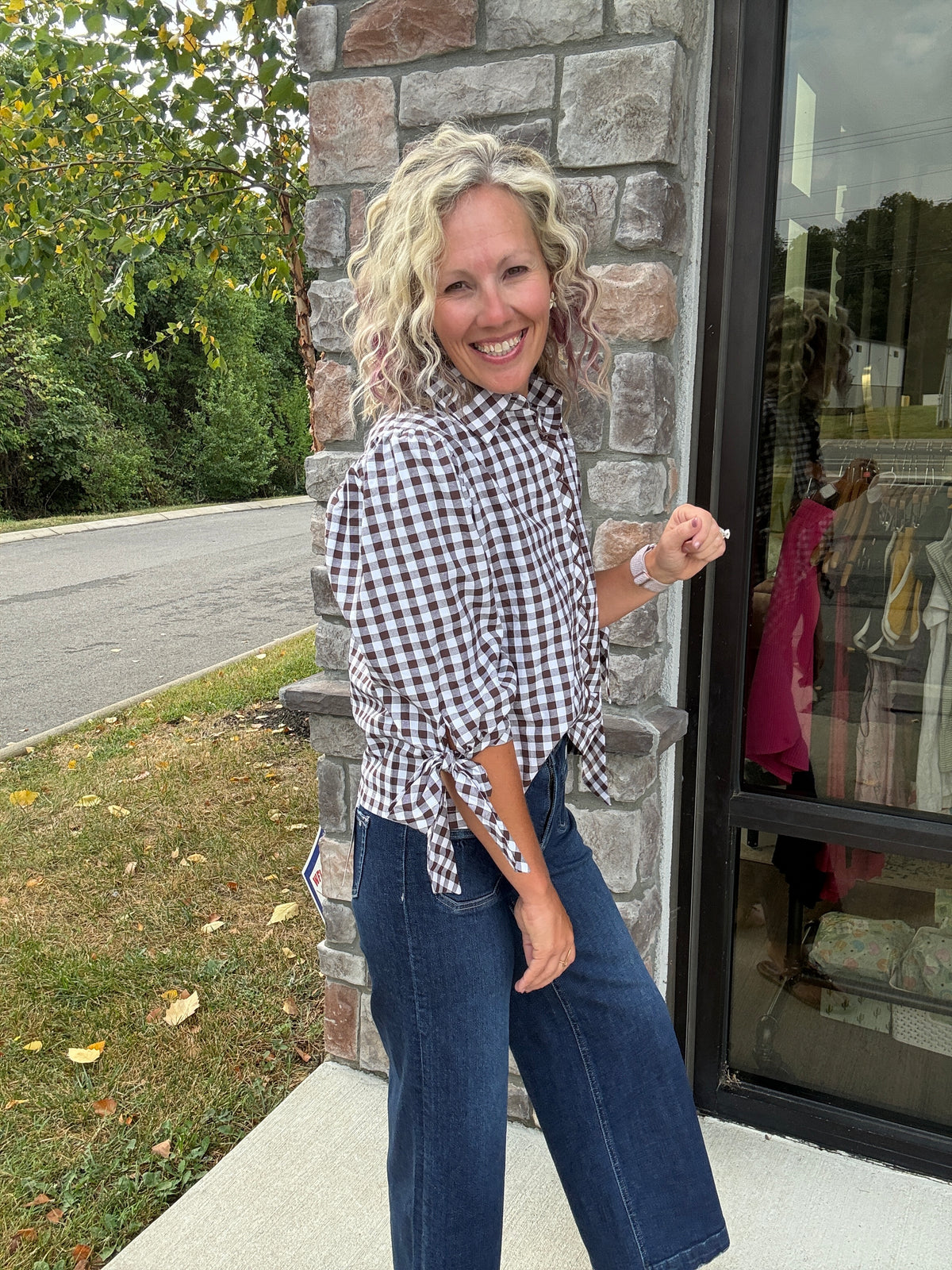 Falling For Gingham Top