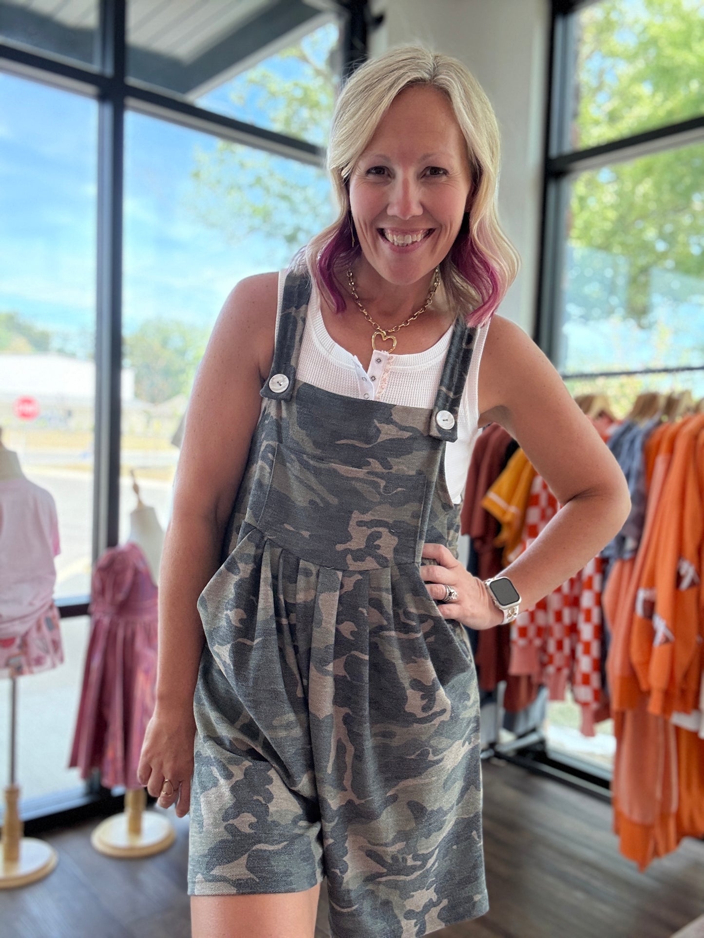 Camo Cozy Overalls- Shorts