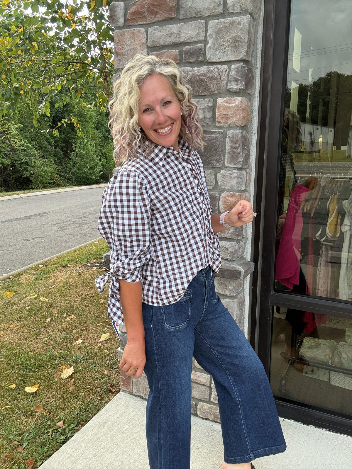 Falling For Gingham Top