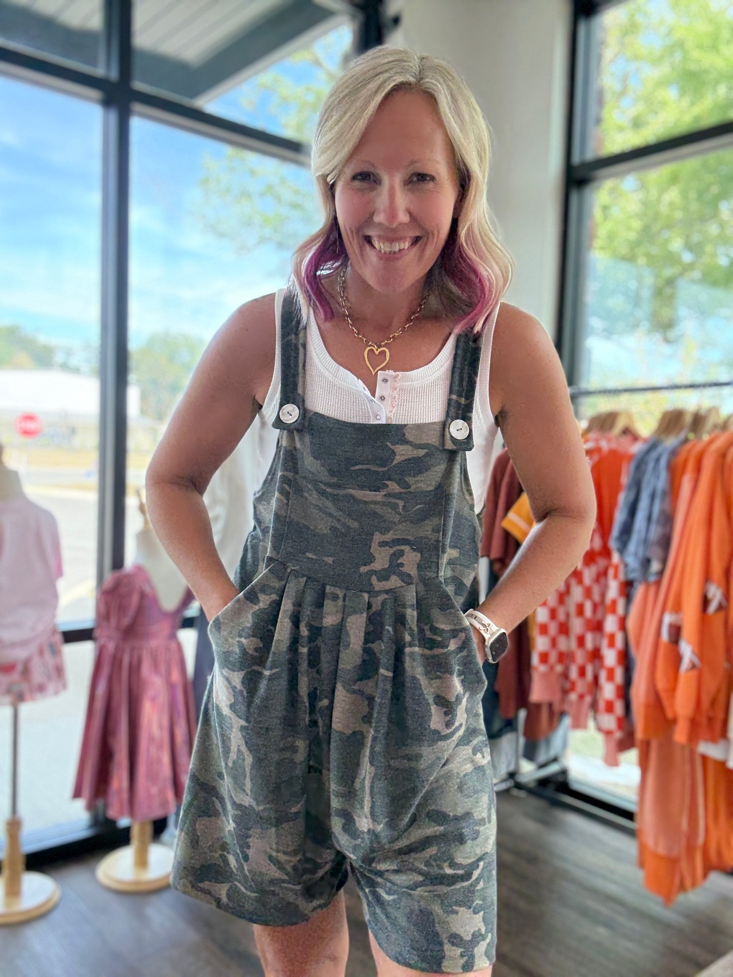Camo Cozy Overalls- Shorts