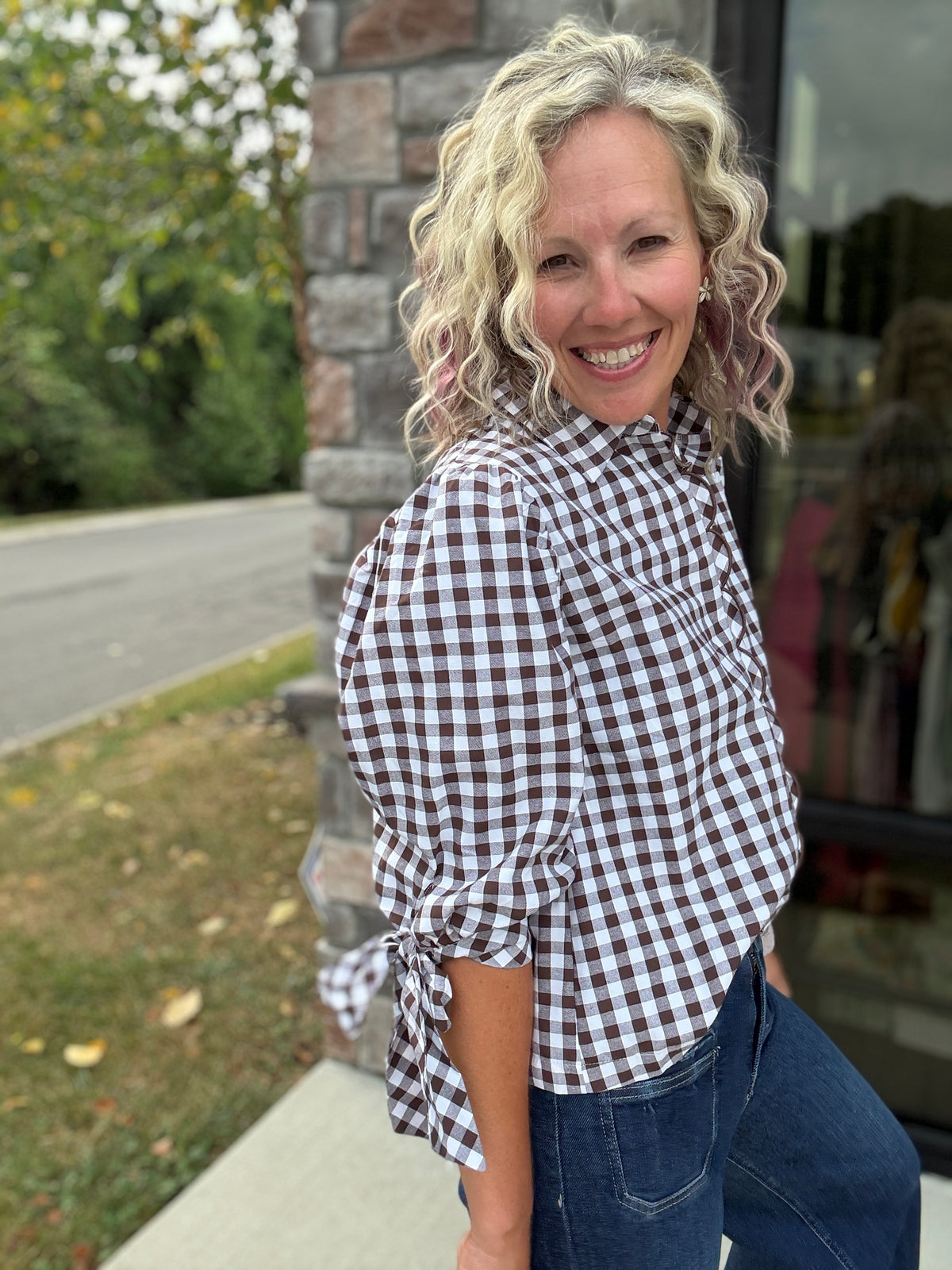 Falling For Gingham Top
