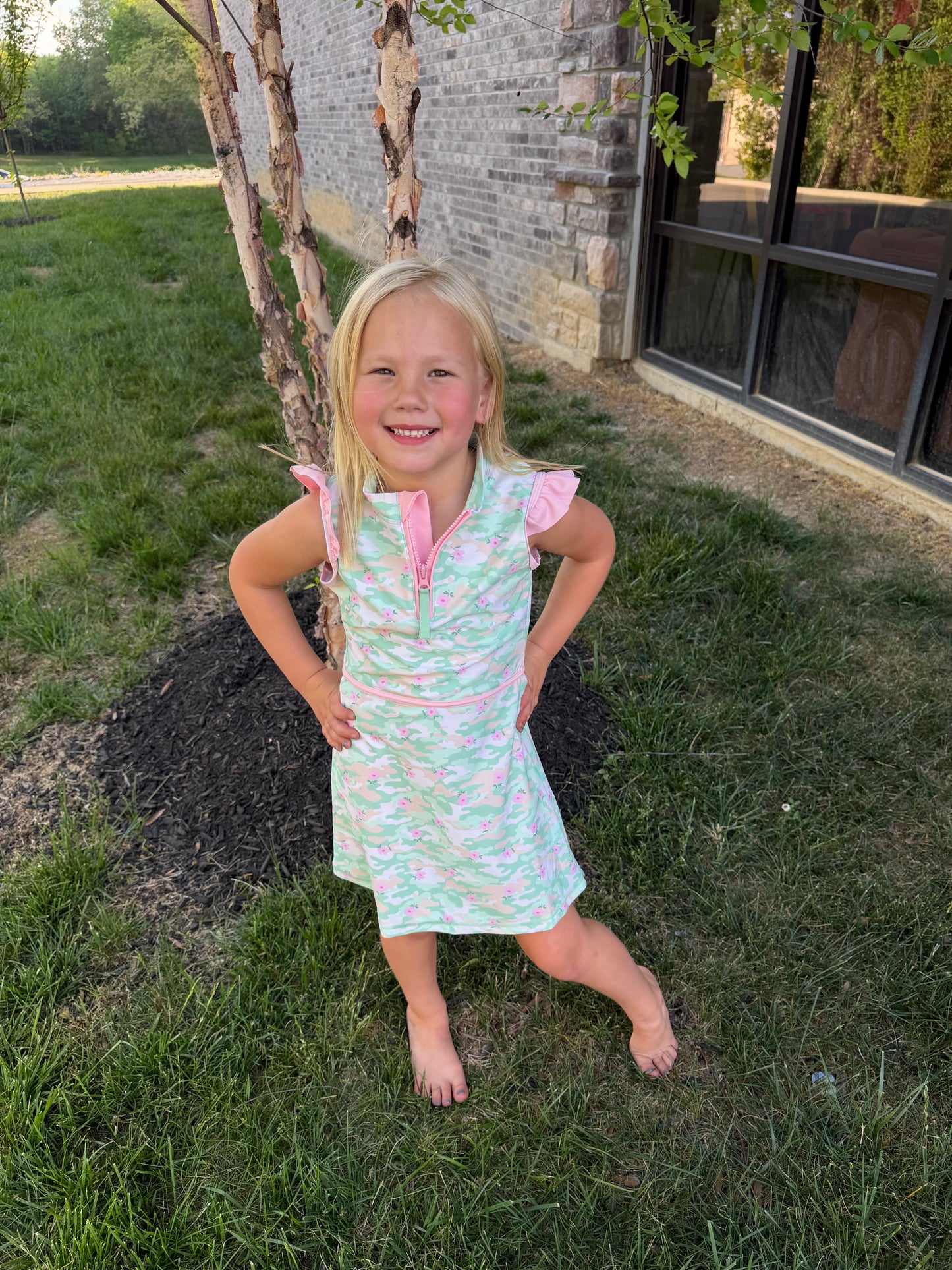 Sage Blossom Camo Dress