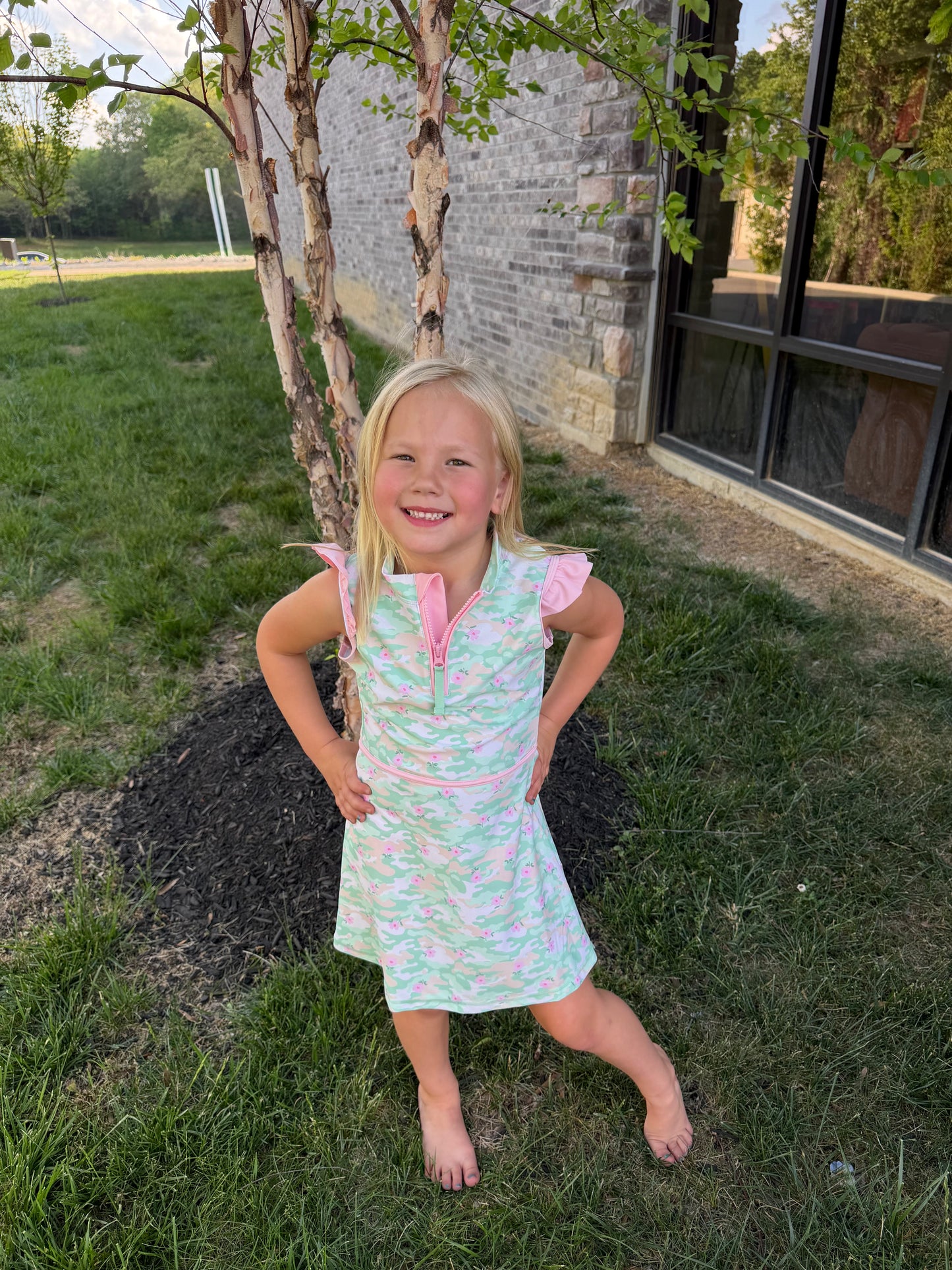 Sage Blossom Camo Dress