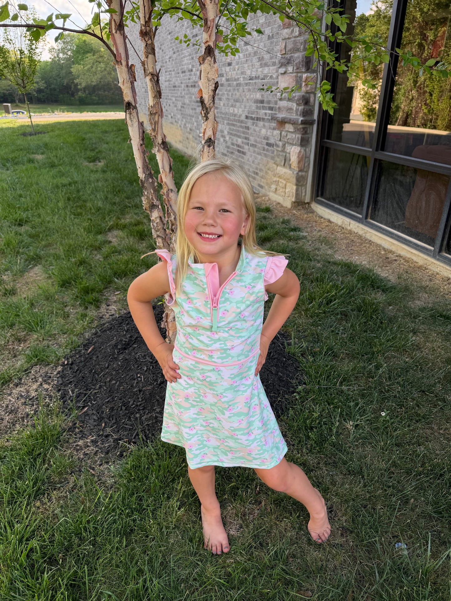 Sage Blossom Camo Dress