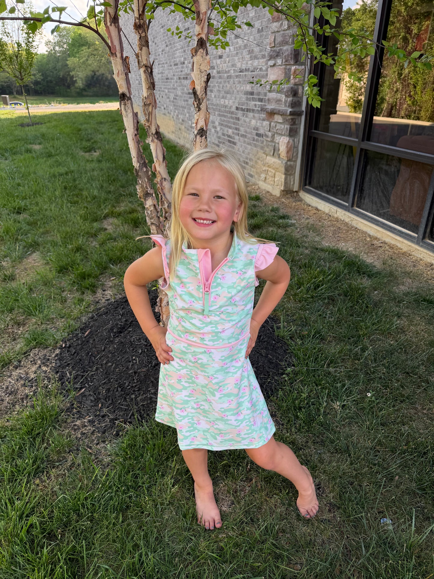 Sage Blossom Camo Dress
