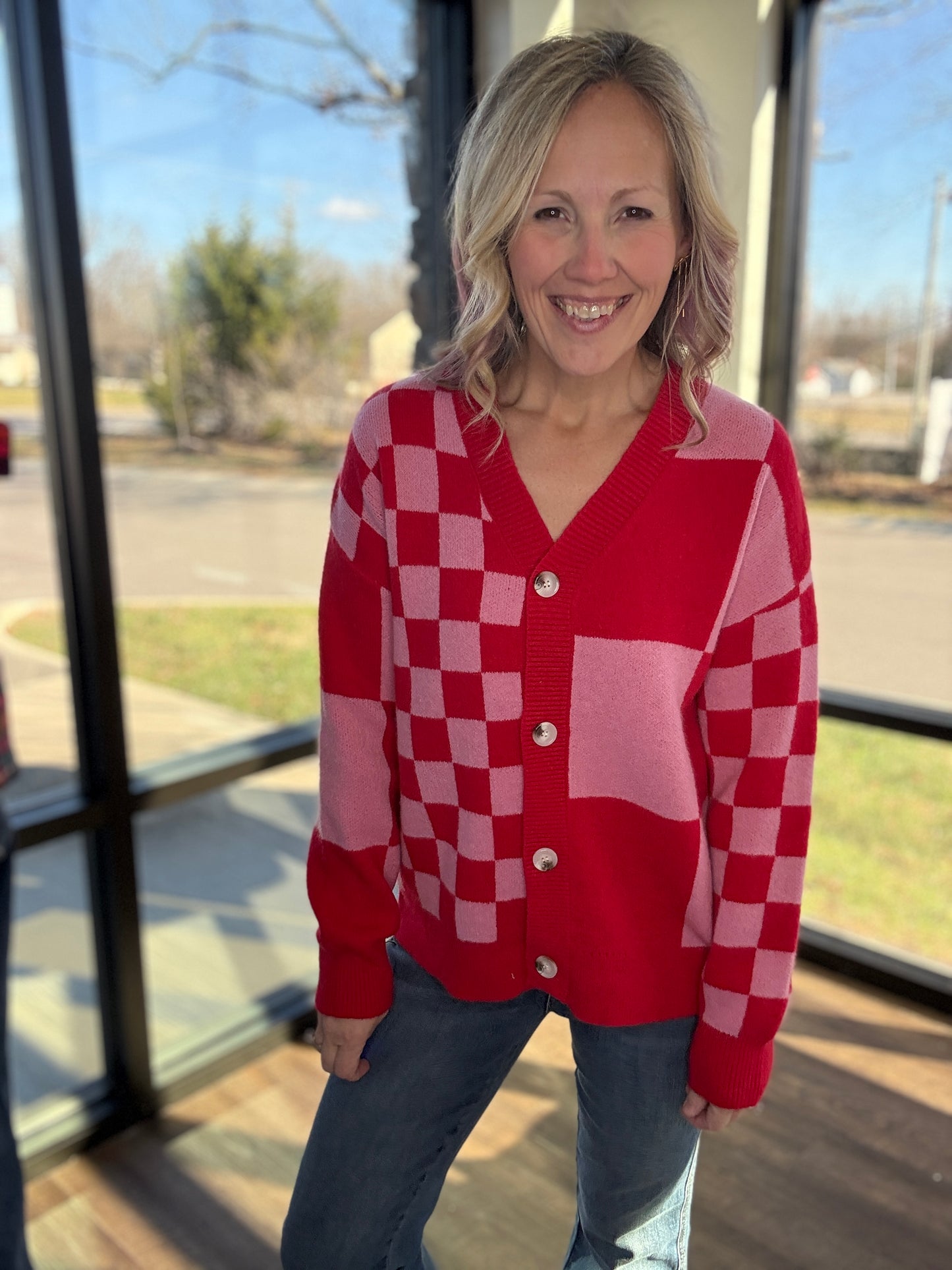 Sweetheart Check Cardigan